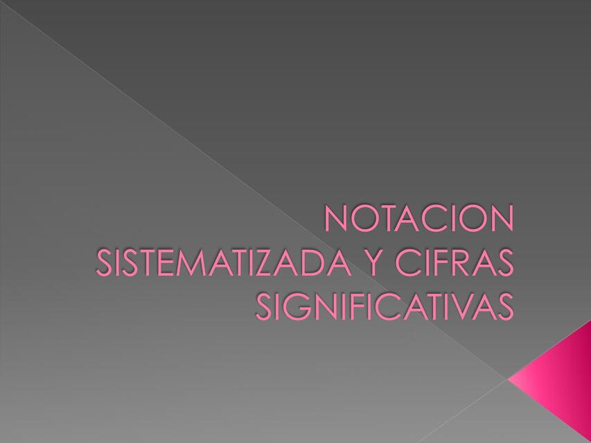 NOTACION SISTEMATIZADA Y CIFRAS SIGNIFICATIVAS