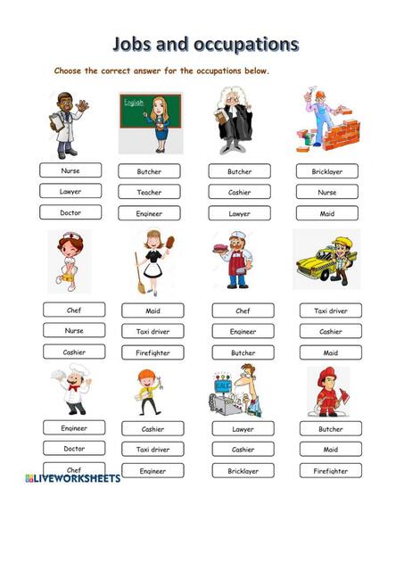 jobs and occupations exercises