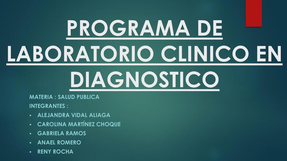 PROGRAMA DE LABORATORIO CLINICO EN DIAGNOSTICo