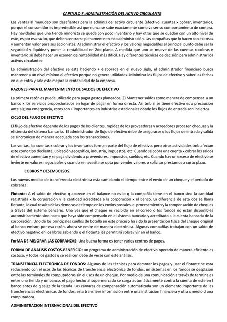 Administración del Activo Circulante