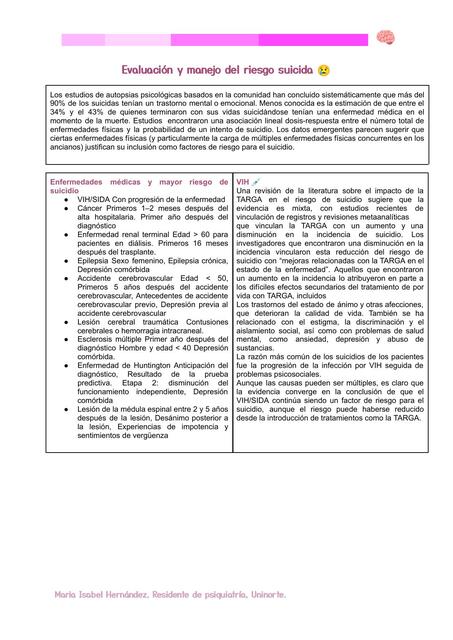 Evaluacion y manejo del riesgo suicida