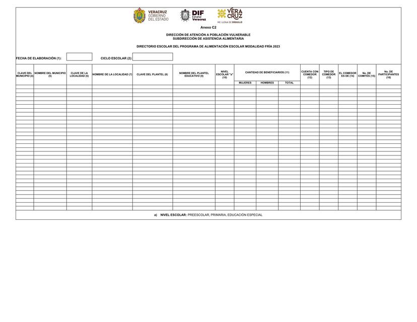 Anexo C2 Directorio Escolar del Programa AEF