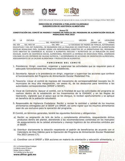 Anexo C3 Constitución del Comité de Madres y Padre