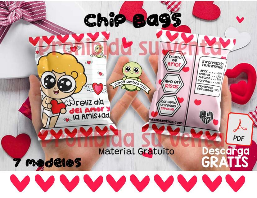 Chip bags San Valentín Material Gratuito paramaest