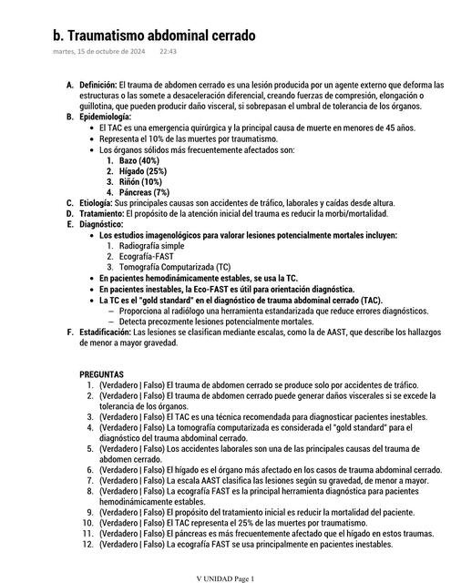 TRAUMA ABDOMINAL CERRADO