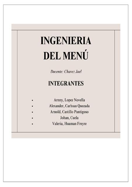 INGENIERIA DEL MENÚ gaaa