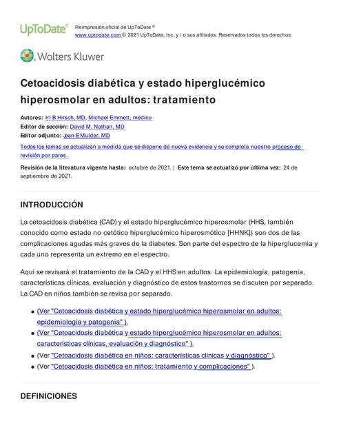 Diabetic ketoacidosis and hyperosmolar hyperglycem