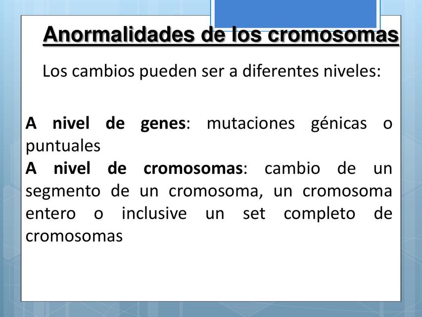 Anomalías cromosomicas