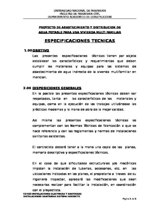 Especificaciones Tecnicas