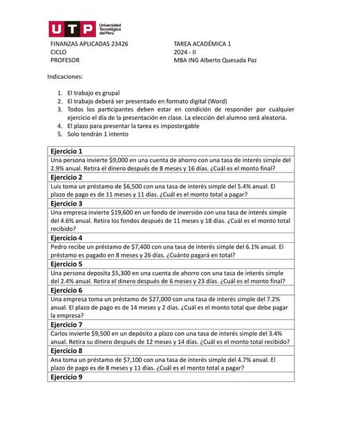 TAREA 1 FINANZAS APLICADAS