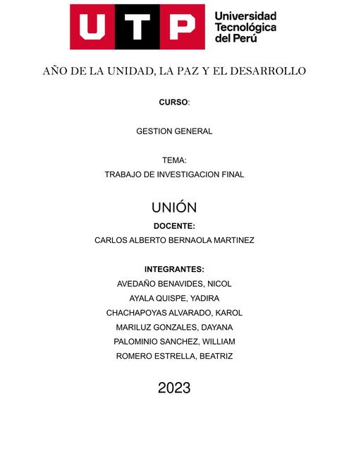 TAREA ACADEMICA UNION