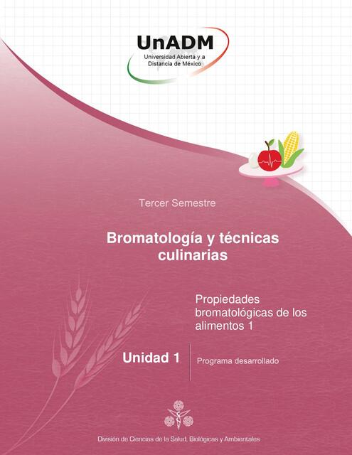 Bromatología y técnicas culinarias UNADM