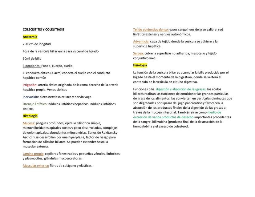 COLECISTITIS Y COLELITIASIS