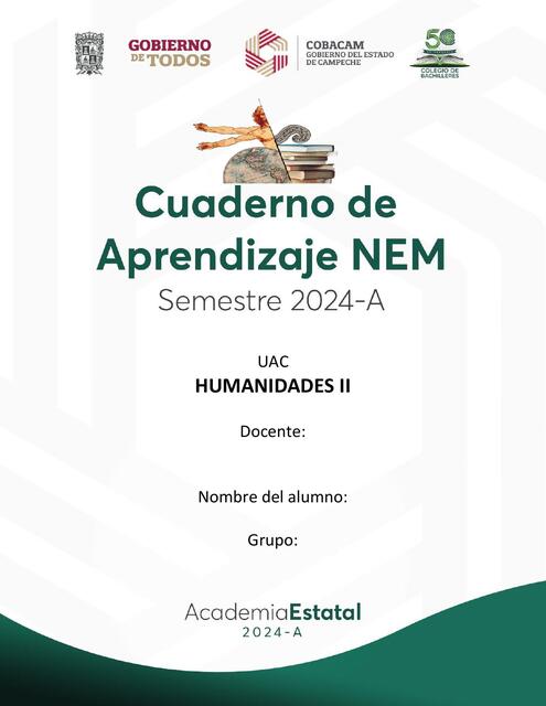 Cuaderno de Aprendizaje Nem Humanidades II A