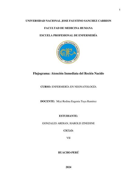 Flujograma: Atención Inmediata del Recién Nacido