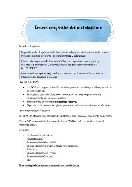 Genética enfermedades congénitas del metabolismo 