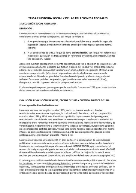 TEMA 2 HISTORIA SOCIAL Y DE LAS RELACIONES LABORAL