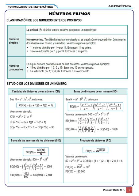 Formulario Números Primos