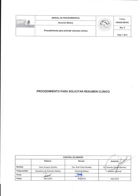 Procedimiento Resumen Clxnico