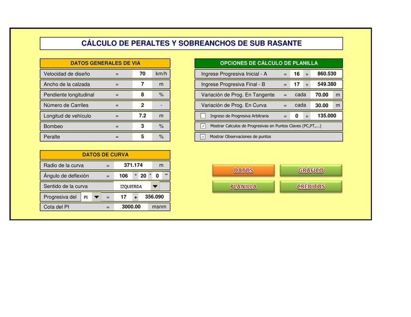 pdfcoffee com plantilla calculo de peraltes en cur