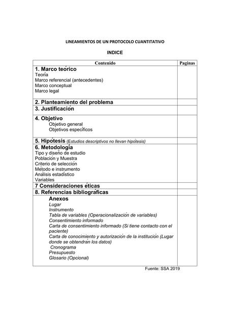 LINEAMIENTOS DE UN PROTOCOLO CUANTITATIVO