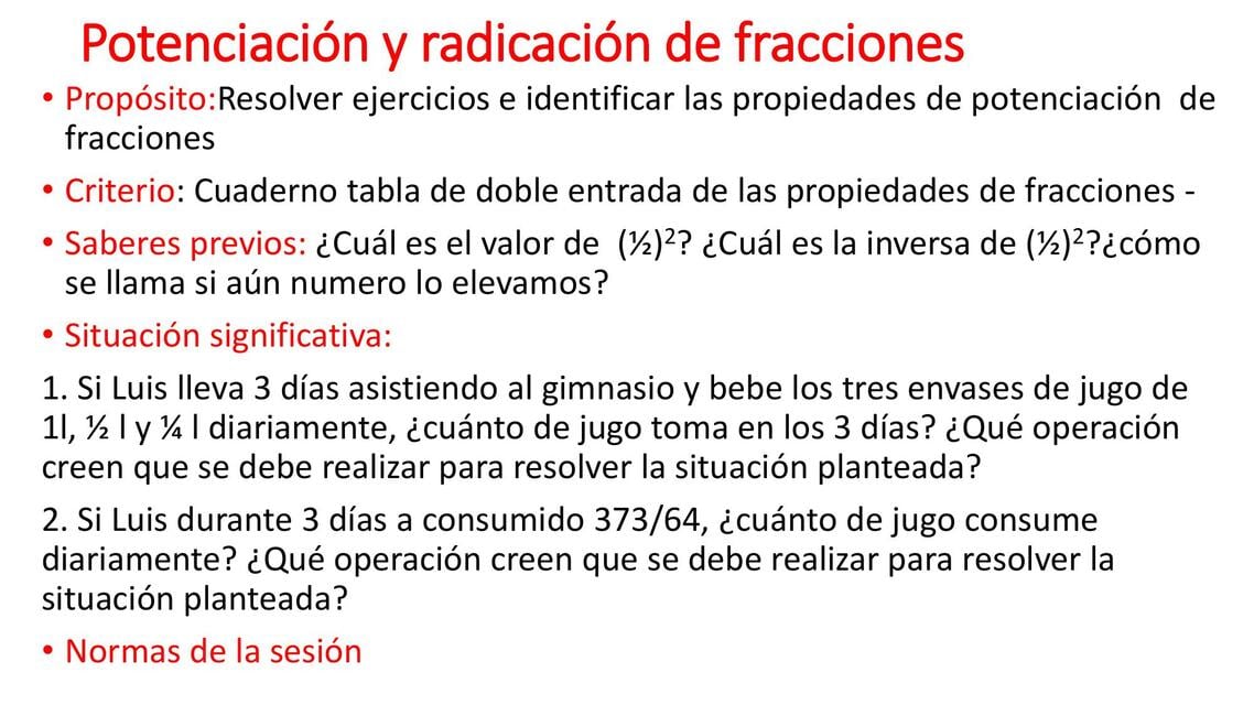 PPT potenciacion y radicacion de fracciones | glenny | uDocz