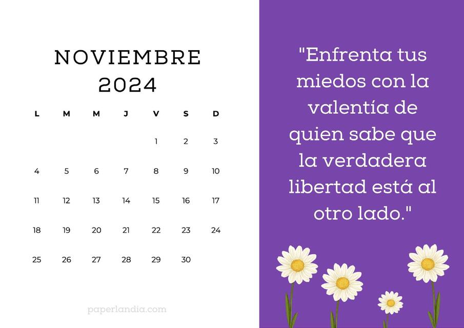 calendario horizontal motivacional fondo morado co