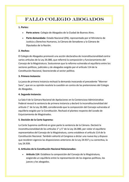 Fallo colegio abogados