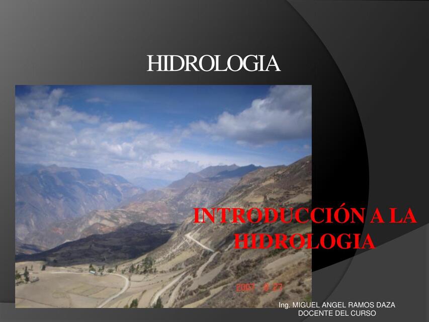 INTRODUCCION A LA HIDROLOGIA