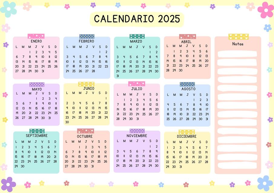 Documento A4 calendario imprimible bonito infantil