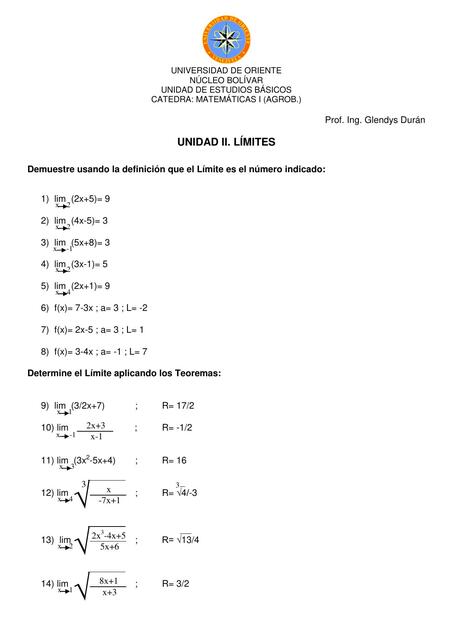 Unidad II LIMITES A B