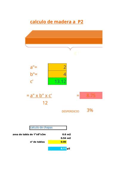 CALCULO MADERA