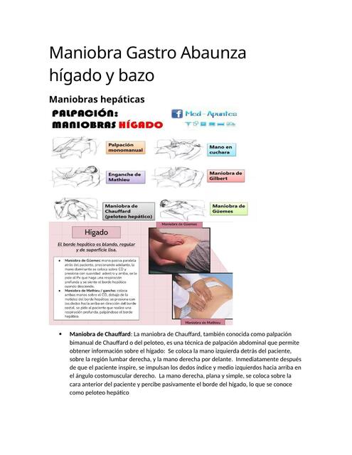 Maniobra Gastro Abaunza hígado y bazo