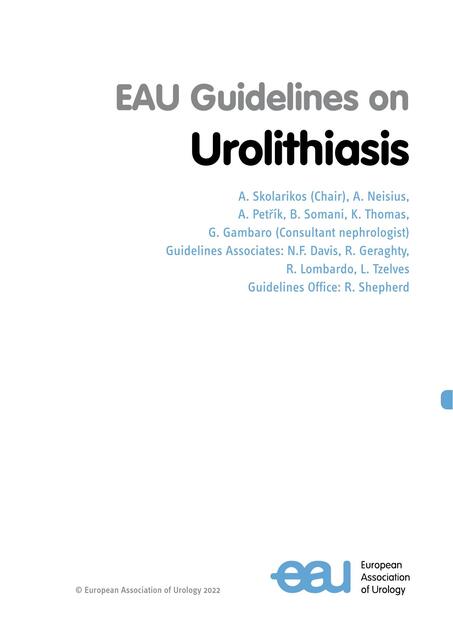 EAU Guidelines on Urolithiasis 2022