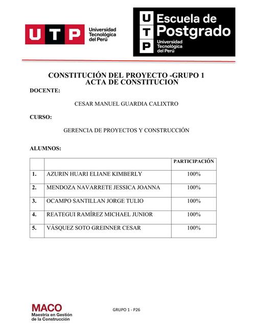 TRA 4 Acta de Constitucion del Proyecto GRUPO 11