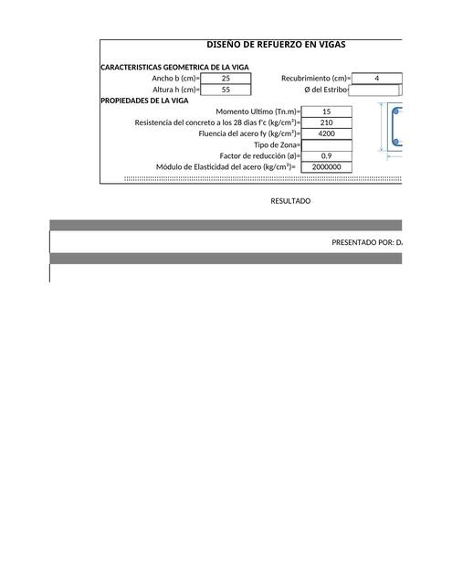 EXCEL PARA CÁLCULO DE ACERO DE VIGA DE CONCRETO A