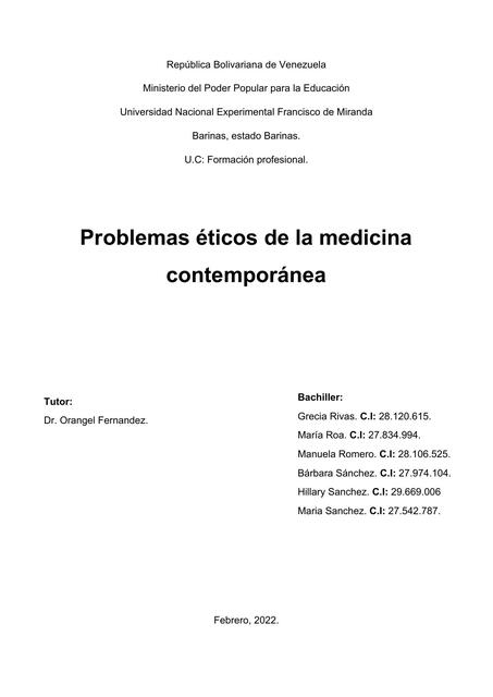 trabajo listo sobre medicina etica