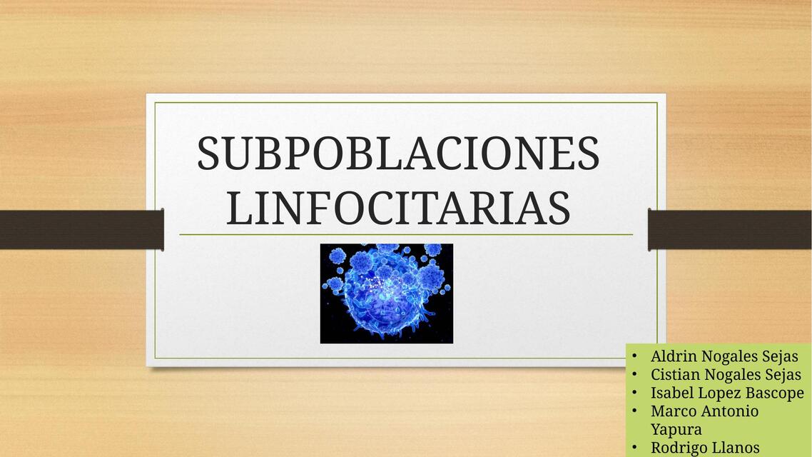 SUBPOBLACIONES LINFOCITARIAS 1