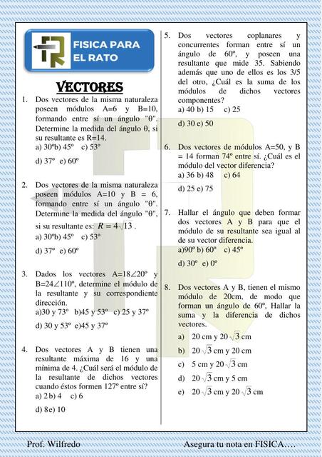 ejercicioo vectores 2D