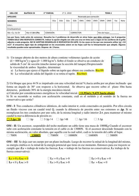 Parciales múltiple selección biofísica