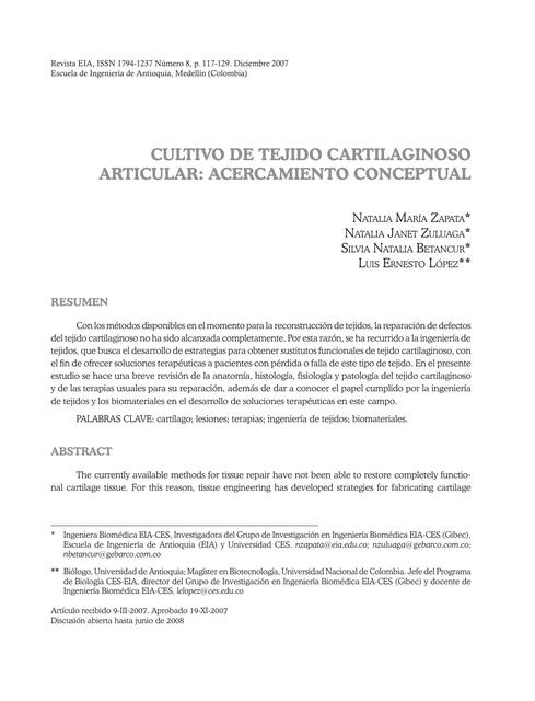 AC Tejido Cartilaginoso