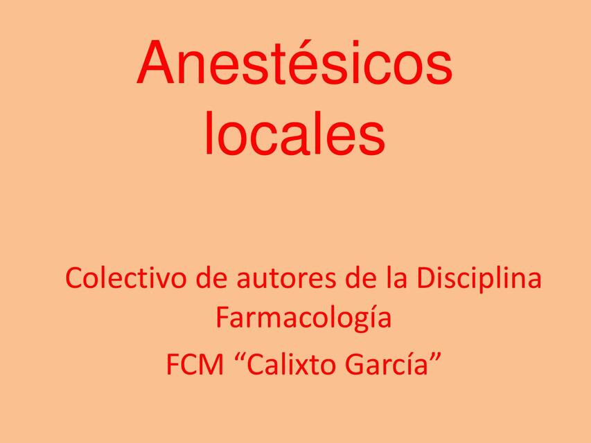 Anestésicos locales