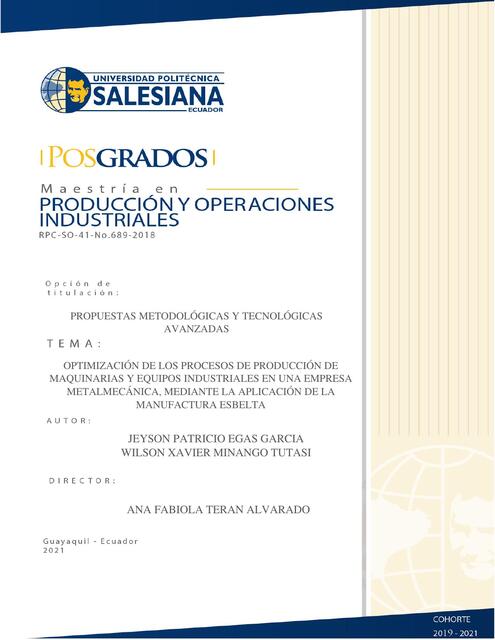 Optimización de los procesos de producción de maquinarias y equipos industriales