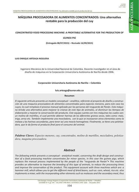 Maquina procesadora de alimentos concentrados