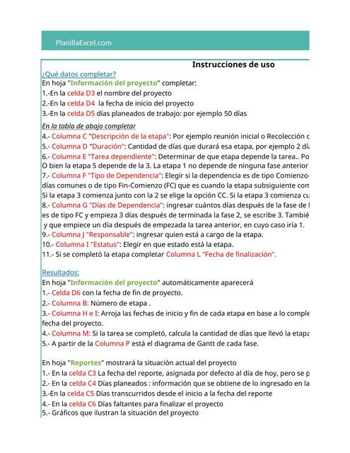 planilla de excel de seguimiento de proyecto