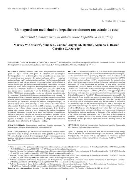 Biomagnetismo medicinal na hepatite autoimune: um estudo de caso 