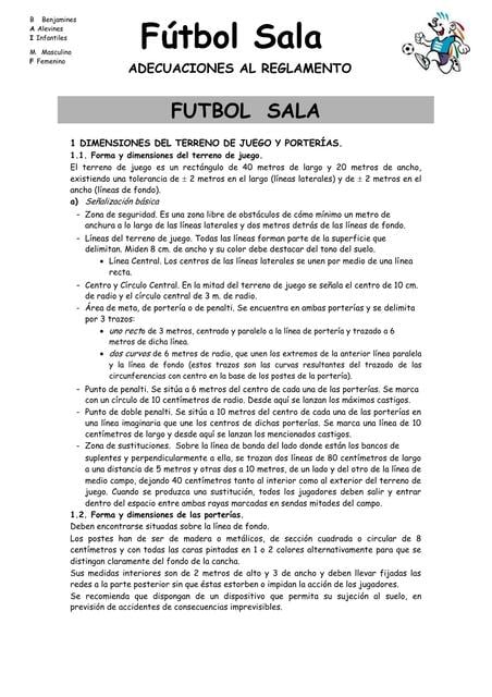 Futbol sala adecuaciones al reglamento | Deporte y Fit | uDocz