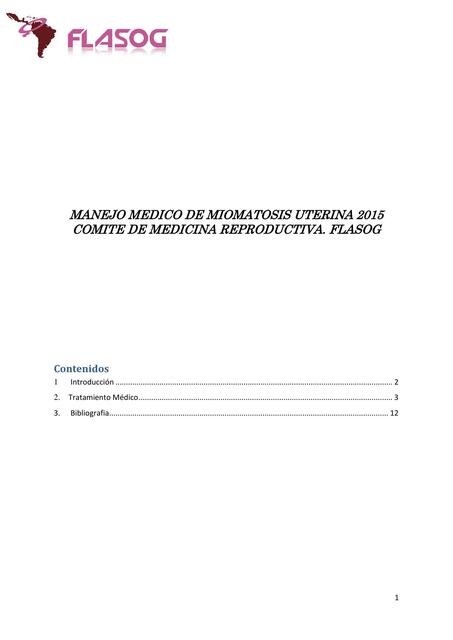 Manejo medico de miomatosis uterina 2016 