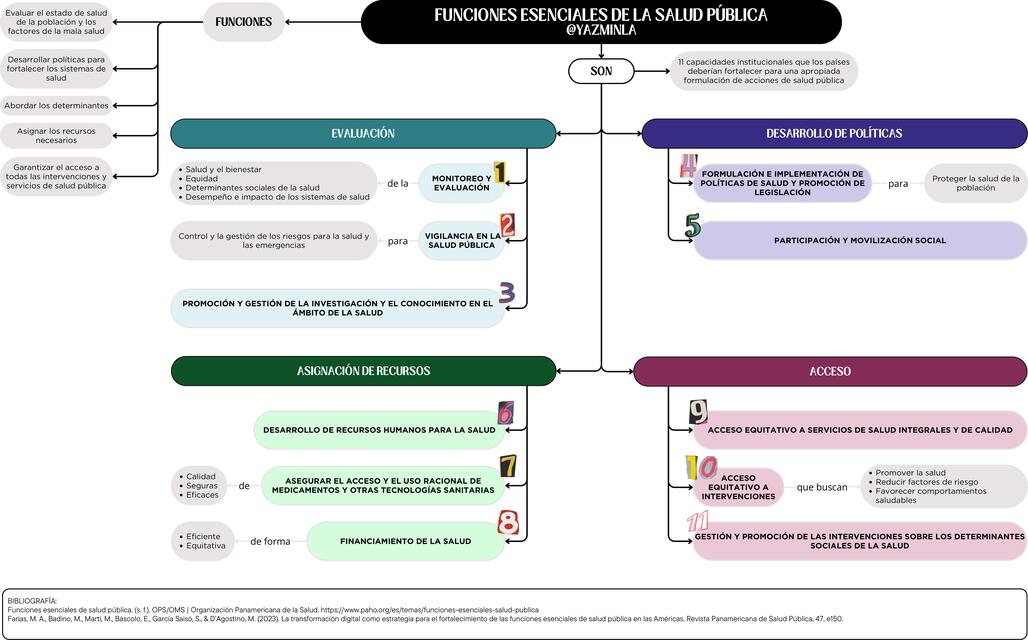 Mapa conceptual sobre las funciones esenciales de la Salud Pública