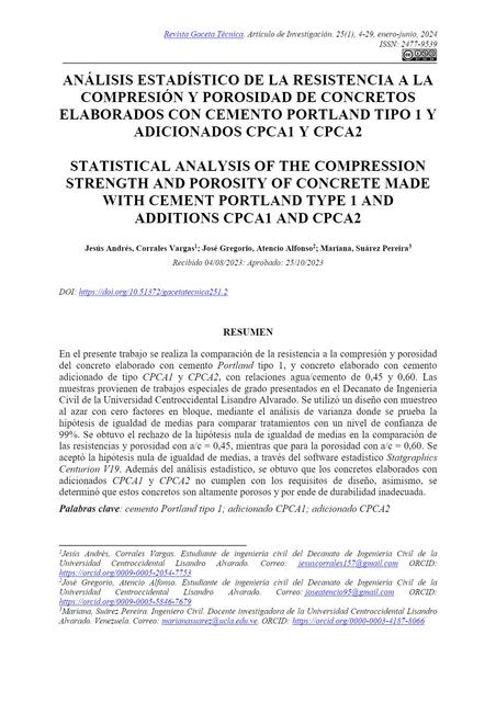 View of Statistical analysis of the compression st